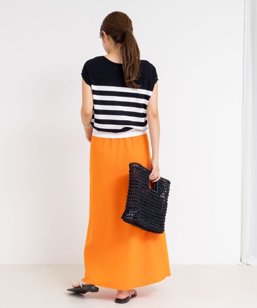 NOLLEY’S（ノーリーズ）の「ウォッシャブル綿麻スラブナロースカート（スカート・レディース・チャコールグレー/ベージュ/オレンジ・36/38）」の9枚目の写真