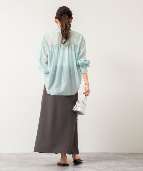 NOLLEY’S（ノーリーズ）の「ウォッシャブル綿麻スラブナロースカート（スカート・レディース・チャコールグレー/ベージュ/オレンジ・36/38）」の12枚目の写真