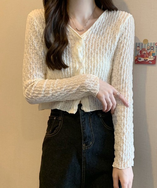shoppinggo(ショッピングゴー)の「サマーカーディガン Vネック(カーディガン/ボレロ・レディース・ブルー/ブラック/ベージュ/ホワイト・FREE)」の19枚目の写真