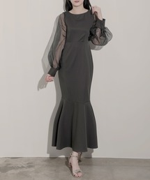 【新品】 袖スリットマーメイドワンピース グレー　36 CELFORD（セルフォード）の「袖スリットニットマーメイド