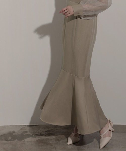 nouvellemoi（ヌーベルモイ）の「シアーボリュームスリーブマーメイドワンピース（ワンピース・レディース・アイボリー/グレイッシュベージュ/ブラック/チャコール・S/M/L）」の7枚目の写真