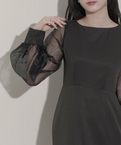 nouvellemoi（ヌーベルモイ）の「シアーボリュームスリーブマーメイドワンピース（ワンピース・レディース・アイボリー/グレイッシュベージュ/ブラック/チャコール・S/M/L）」の9枚目の写真