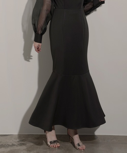 nouvellemoi（ヌーベルモイ）の「シアーボリュームスリーブマーメイドワンピース（ワンピース・レディース・アイボリー/グレイッシュベージュ/ブラック/チャコール・S/M/L）」の12枚目の写真