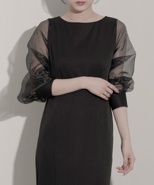 nouvellemoi（ヌーベルモイ）の「シアーボリュームスリーブマーメイドワンピース（ワンピース・レディース・アイボリー/グレイッシュベージュ/ブラック/チャコール・S/M/L）」の13枚目の写真