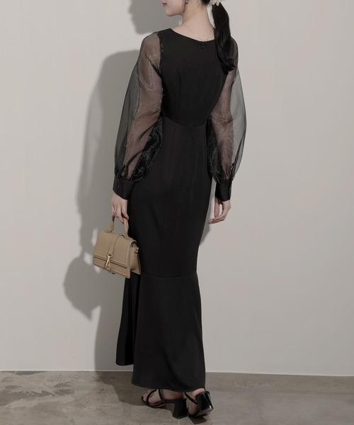 nouvellemoi（ヌーベルモイ）の「シアーボリュームスリーブマーメイドワンピース（ワンピース・レディース・アイボリー/グレイッシュベージュ/ブラック/チャコール・S/M/L）」の15枚目の写真