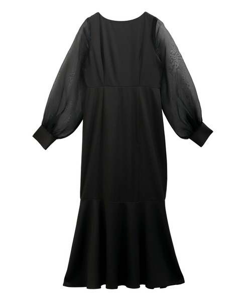 セール】シアーボリュームスリーブマーメイドワンピース（ワンピース