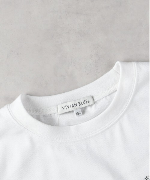 Right-on（ライトオン）の「【VIVIAN BLUE】ラメ付サイドシャーリング短丈Ｔシャツ（Tシャツ/カットソー・キッズ・ブラック/ホワイト・130/140/150/160）」の5枚目の写真