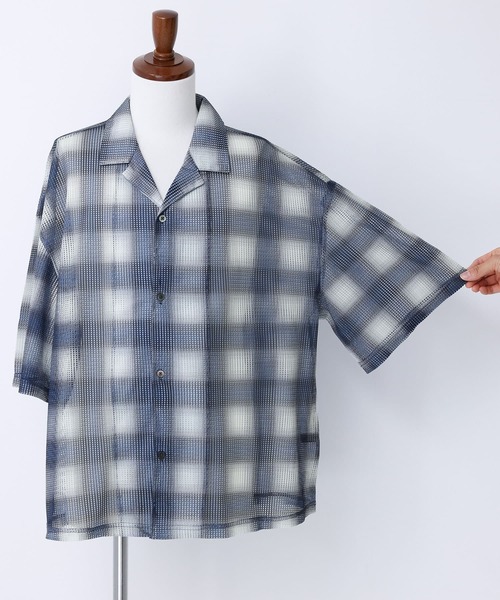 Sa-Rah　服 チェック柄半袖シャツ セール】ギンガムチェック柄ショート丈半袖開襟シャツジャケット