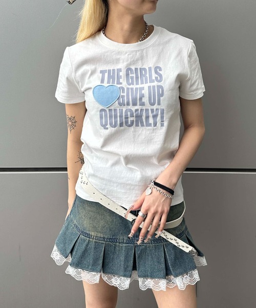 sedacle girl(セダクルガール)の「アップリケアイラブTシャツ(Tシャツ/カットソー・レディース・ブラック/ホワイト×レッド/ホワイト×ブルー・MEDIUM/SMALL)」の3枚目の写真