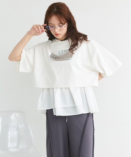 ad thie（アドティエ）の「アシメギャザー切り替え タンクトップ（タンクトップ・レディース・オフホワイト/ブラック・FREE）」の8枚目の写真