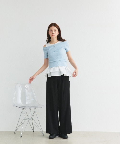 ad thie（アドティエ）の「アシメギャザー切り替え タンクトップ（タンクトップ・レディース・オフホワイト/ブラック・FREE）」の10枚目の写真