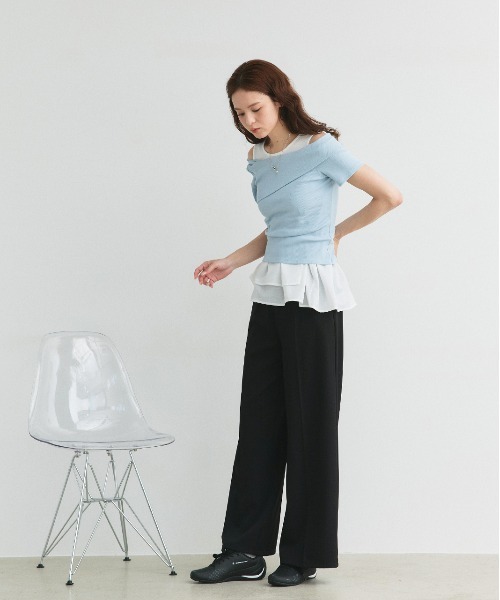 ad thie（アドティエ）の「アシメギャザー切り替え タンクトップ（タンクトップ・レディース・オフホワイト/ブラック・FREE）」の11枚目の写真