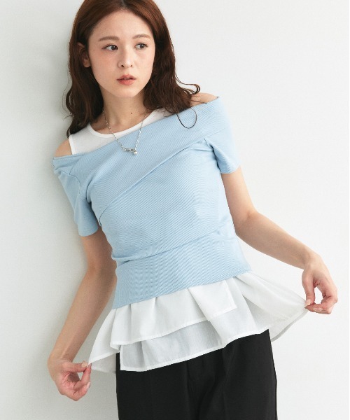 ad thie（アドティエ）の「アシメギャザー切り替え タンクトップ（タンクトップ・レディース・オフホワイト/ブラック・FREE）」の13枚目の写真