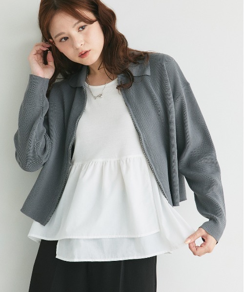 ad thie（アドティエ）の「アシメギャザー切り替え タンクトップ（タンクトップ・レディース・オフホワイト/ブラック・FREE）」の17枚目の写真