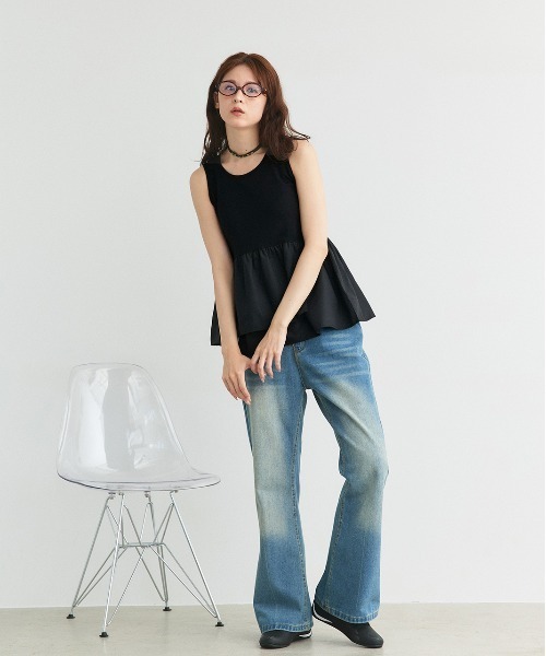 ad thie（アドティエ）の「アシメギャザー切り替え タンクトップ（タンクトップ・レディース・オフホワイト/ブラック・FREE）」の18枚目の写真