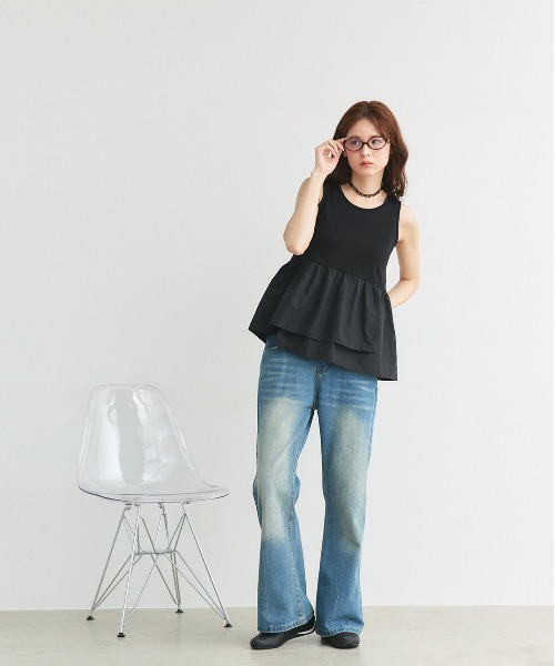 ad thie（アドティエ）の「アシメギャザー切り替え タンクトップ（タンクトップ・レディース・オフホワイト/ブラック・FREE）」の20枚目の写真