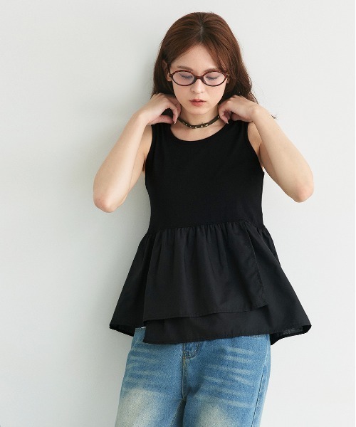 ad thie（アドティエ）の「アシメギャザー切り替え タンクトップ（タンクトップ・レディース・オフホワイト/ブラック・FREE）」の22枚目の写真