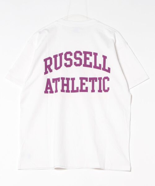 Russell Athletic（ラッセルアスレティック）の「Duckster/ダックスター　RIUSSEL ATHLETIC 別注TEE（カレッジビッグロゴ）（Tシャツ/カットソー・メンズ・ライトグレー/ホワイト/ブラック・MEDIUM/LARGE/X-LARGE）」の4枚目の写真