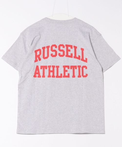 Russell Athletic（ラッセルアスレティック）の「Duckster/ダックスター　RIUSSEL ATHLETIC 別注TEE（カレッジビッグロゴ）（Tシャツ/カットソー・メンズ・ライトグレー/ホワイト/ブラック・MEDIUM/LARGE/X-LARGE）」の6枚目の写真