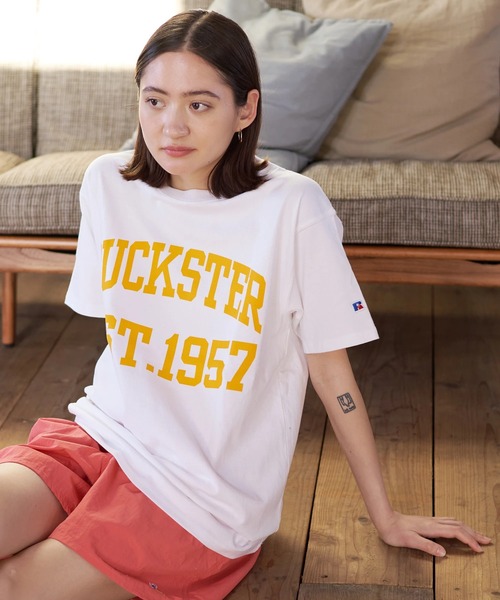 Russell Athletic（ラッセルアスレティック）の「Duckster/ダックスター　RIUSSEL ATHLETIC 別注TEE（カレッジビッグロゴ）（Tシャツ/カットソー・メンズ・ライトグレー/ホワイト/ブラック・MEDIUM/LARGE/X-LARGE）」の19枚目の写真