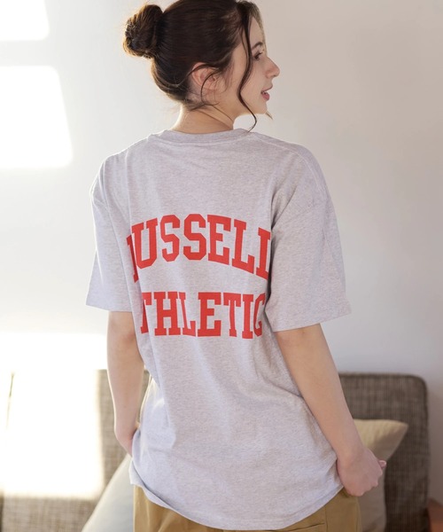 Russell Athletic（ラッセルアスレティック）の「Duckster/ダックスター　RIUSSEL ATHLETIC 別注TEE（カレッジビッグロゴ）（Tシャツ/カットソー・メンズ・ライトグレー/ホワイト/ブラック・MEDIUM/LARGE/X-LARGE）」の17枚目の写真