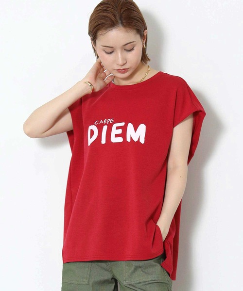 Gready Brilliant(グレディブリリアン)の「ハンドロゴフレンチTシャツ(Tシャツ/カットソー・レディース・ブラック/ブルーグレー/レッド/オフホワイト・FREE)」の4枚目の写真
