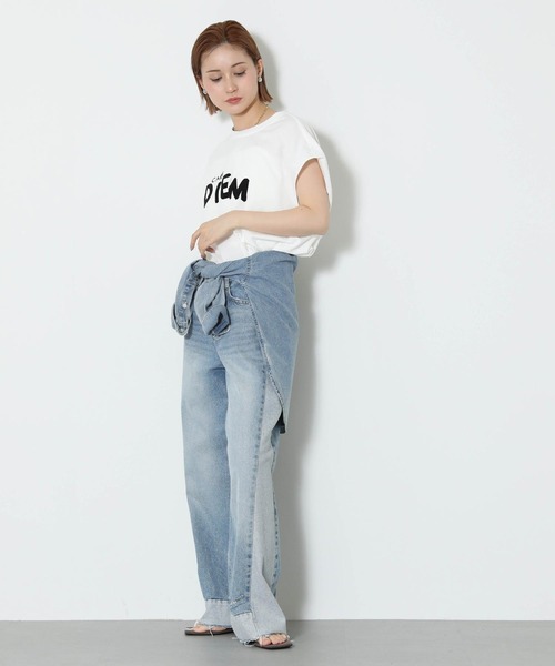 Gready Brilliant(グレディブリリアン)の「ハンドロゴフレンチTシャツ(Tシャツ/カットソー・レディース・ブラック/ブルーグレー/レッド/オフホワイト・FREE)」の6枚目の写真