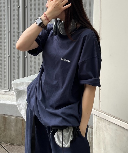 BROKEN BASE(ブロークンベース)の「ステッチロゴ T-shirt setup(Tシャツ/カットソー・メンズ・ブラック系/ネイビー/オフホワイト・LARGE/MEDIUM)」の7枚目の写真
