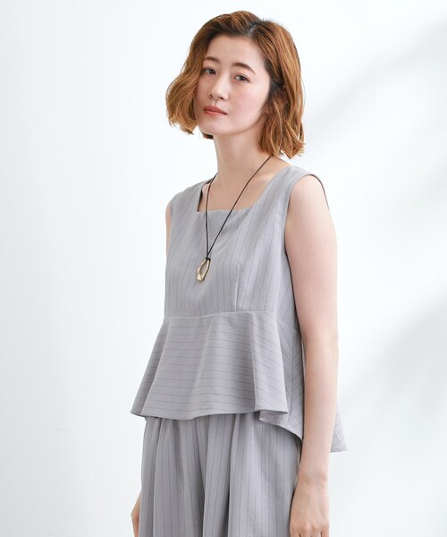 grove（グローブ）の「1枚でお洒落見え ストライプドッキングサロペット（サロペット/オーバーオール・レディース・ブラック/ライトグレー系2・03/02/04/01/05）」の14枚目の写真