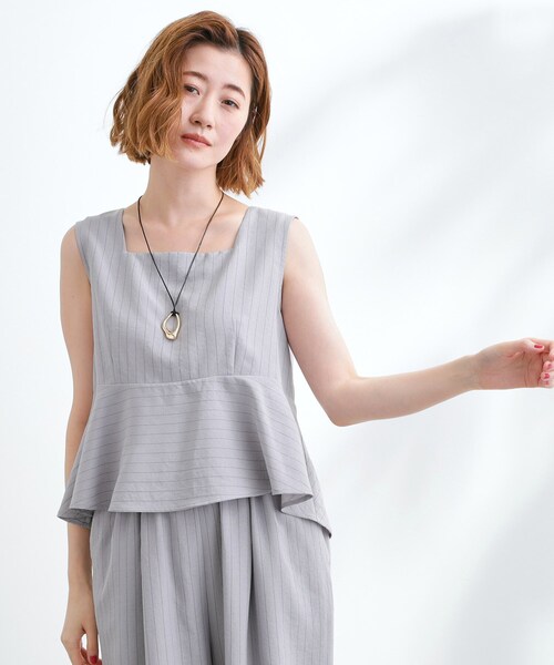 grove（グローブ）の「1枚でお洒落見え ストライプドッキングサロペット（サロペット/オーバーオール・レディース・ブラック/ライトグレー系2・03/02/04/01/05）」の13枚目の写真