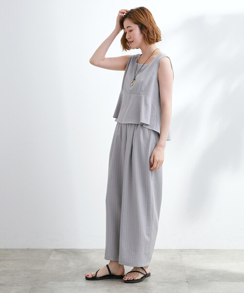 grove（グローブ）の「1枚でお洒落見え ストライプドッキングサロペット（サロペット/オーバーオール・レディース・ブラック/ライトグレー系2・03/02/04/01/05）」の12枚目の写真