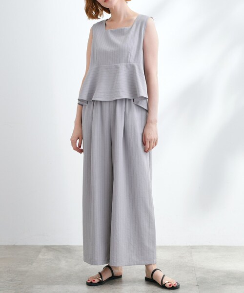 grove（グローブ）の「1枚でお洒落見え ストライプドッキングサロペット（サロペット/オーバーオール・レディース・ブラック/ライトグレー系2・03/02/04/01/05）」の10枚目の写真