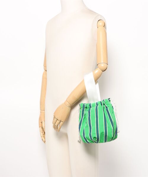 PUEBCO（プエブコ）の「SHIRT FABRIC DRAWSTRING BAG　Green Stripe（ハンドバッグ・メンズ・グリーン系その他・ONE SIZE）」の10枚目の写真