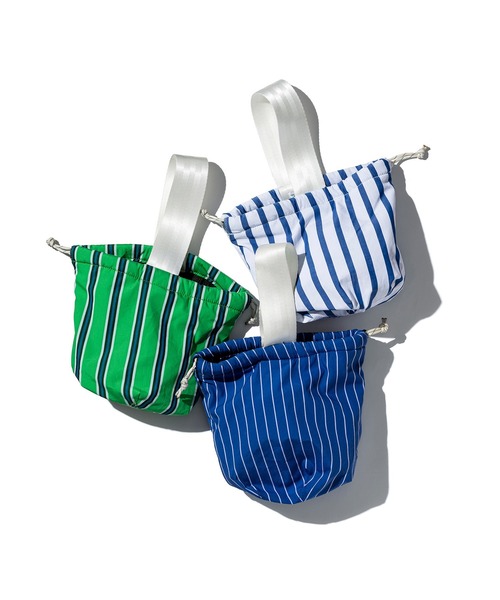 PUEBCO（プエブコ）の「SHIRT FABRIC DRAWSTRING BAG　Green Stripe（ハンドバッグ・メンズ・グリーン系その他・ONE SIZE）」の6枚目の写真