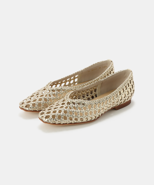 美品　ルタロン　LE TALON ネットフラットシューズ　メッシュ　ホワイト 追加》ポインテッドサシメッシュフラット（フラットシューズ