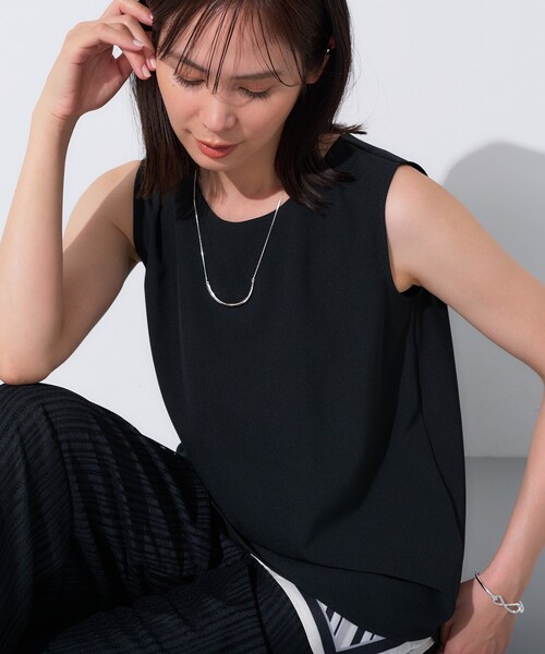 tシャツ 「接触冷感／UVケア／SETUP可能」エアリージョーゼット ノースリーブトップス レディース 接触冷感／UVケア／SETUP可能】エアリージョーゼット