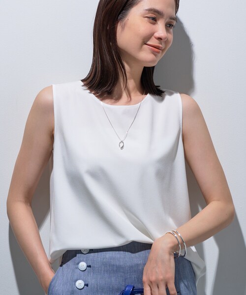 tシャツ 「接触冷感／UVケア／SETUP可能」エアリージョーゼット ノースリーブトップス レディース 接触冷感／UVケア／SETUP可能】エアリージョーゼット
