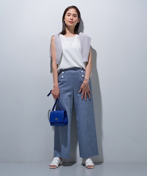 INDIVI（インディヴィ）の「【インナーとしても活躍！／SETUP可能】ジョーゼット ノースリーブトップス（Tシャツ/カットソー・レディース・ホワイト/ブラック/ダークグレー・13/05/38/34/15 ）」の6枚目の写真