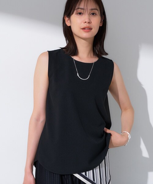 INDIVI（インディヴィ）の「【インナーとしても活躍！／SETUP可能】ジョーゼット ノースリーブトップス（Tシャツ/カットソー・レディース・ホワイト/ブラック/ダークグレー・13/05/38/34/15 ）」の9枚目の写真