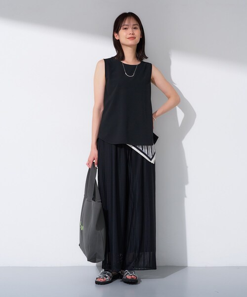 tシャツ 「接触冷感／UVケア／SETUP可能」エアリージョーゼット ノースリーブトップス レディース 接触冷感／UVケア／SETUP可能】エアリージョーゼット