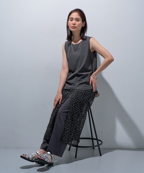 tシャツ 「接触冷感／UVケア／SETUP可能」エアリージョーゼット ノースリーブトップス レディース 接触冷感／UVケア／SETUP可能】エアリージョーゼット