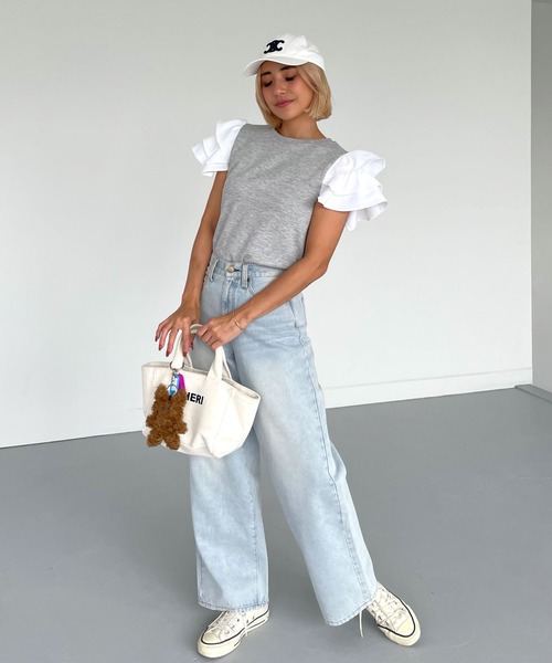 CHERI since1985(シェリ)の「袖フリルフェアリートップス(Tシャツ/カットソー・レディース・グレー/ホワイト・FREE)」の13枚目の写真