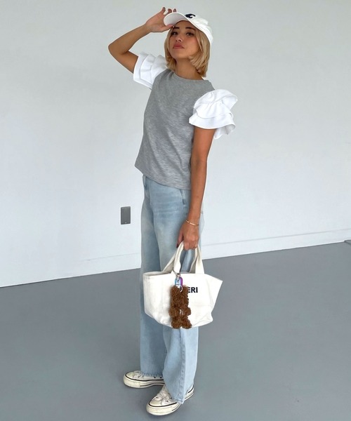 セール】袖フリルフェアリートップス（Tシャツ/カットソー