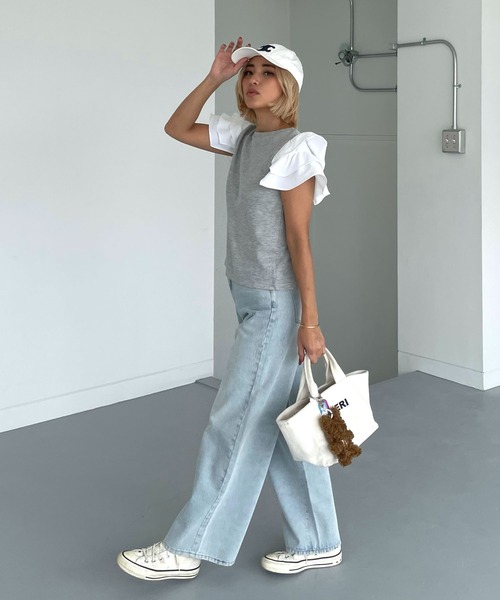 CHERI since1985(シェリ)の「袖フリルフェアリートップス(Tシャツ/カットソー・レディース・グレー/ホワイト・FREE)」の6枚目の写真