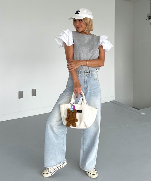 CHERI since1985(シェリ)の「袖フリルフェアリートップス(Tシャツ/カットソー・レディース・グレー/ホワイト・FREE)」の7枚目の写真