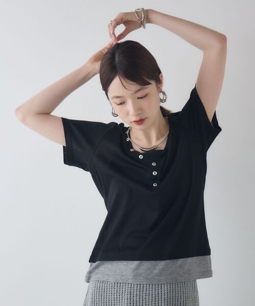 kivi(キヴィ)の「fake layered tops(Tシャツ/カットソー・レディース・グレー系その他/ブラック/ブラウン・FREE)」の7枚目の写真