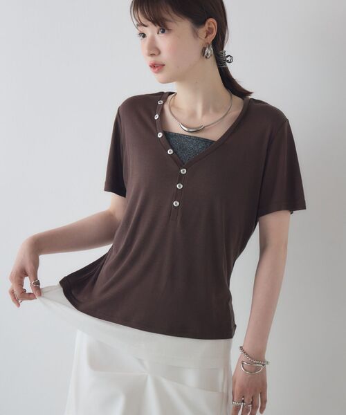 kivi(キヴィ)の「fake layered tops(Tシャツ/カットソー・レディース・グレー系その他/ブラック/ブラウン・FREE)」の20枚目の写真