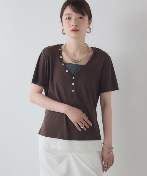 kivi(キヴィ)の「fake layered tops(Tシャツ/カットソー・レディース・グレー系その他/ブラック/ブラウン・FREE)」の21枚目の写真