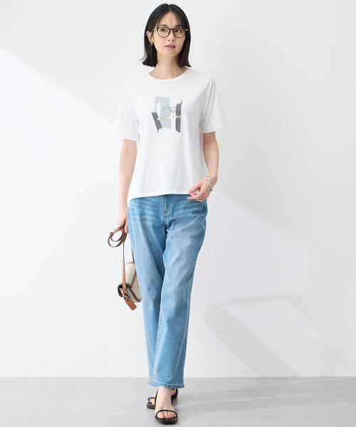 A/C DESIGN BY ALPHA CUBIC(エーシーデザインバイアルファキュービック)の「【接触冷感・UVカット】グラフィックTシャツ(Tシャツ/カットソー・レディース・オフホワイト/ライトグレー・M/L/LL)」の7枚目の写真