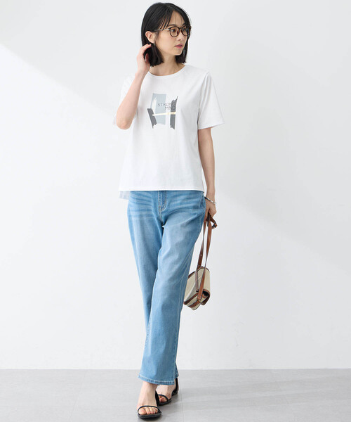 A/C DESIGN BY ALPHA CUBIC(エーシーデザインバイアルファキュービック)の「【接触冷感・UVカット】グラフィックTシャツ(Tシャツ/カットソー・レディース・オフホワイト/ライトグレー・M/L/LL)」の9枚目の写真